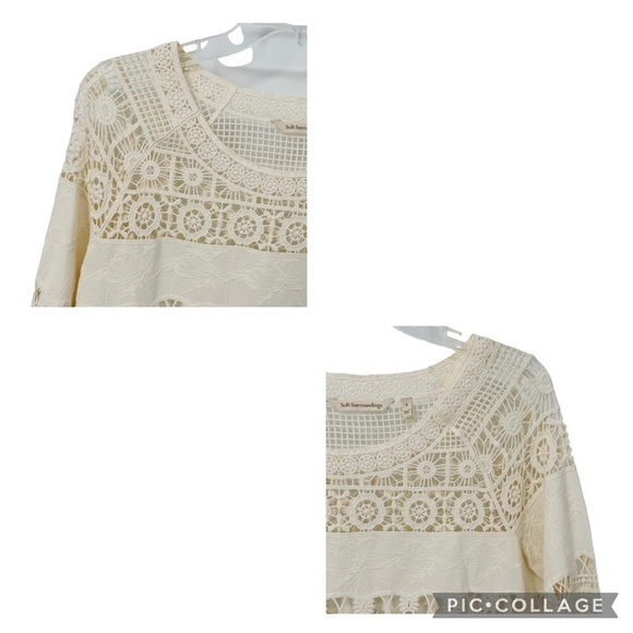Soft Surrounding Ivory Boho Crochet Open Knit Shell Top - Sz S - Picture 5 of 16